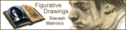 Features figurative drawings and paintings of Siavash Mahvis